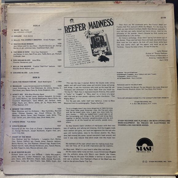 Reefer Madness 1979 Vinyl LP VG+ Ultrasonic Cleaned! Stash Records ST 119! COOL! - Picture 3 of 7